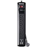 CyberPower CSP604U Surge Protector  6-AC Outlets with 2 USB Charging Ports (2.1A) 4-Ft Cord