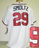 John Smoltz Autographed/Hand Signed Atlanta Braves Authentic Majestic Baseball Jersey with 96 CY, 30