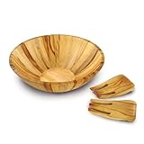 Enrico Camphor Wood Colonial Serving Bowl with Salad Hands