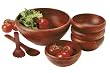 Lipper Dark Cherry Finished 7-Piece Salad Set with Large  Bowl, 4 Small Bowls and Servers