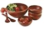 Lipper Dark Cherry Finished 7-Piece Salad Set with Large  Bowl, 4 Small Bowls and Servers