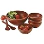 Lipper Dark Cherry Finished 7-Piece Salad Set with Large  Bowl, 4 Small Bowls and Servers