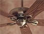 44 ANTIQUE BRASS DOMINION FAN 5 OAK WALNUT BLADES