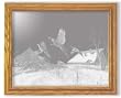 Country Decor Pheasants Etching in Framed Wall Mirror, Solid Oak Frame, Hand-Rubbed Finish, 10 x 12 inches