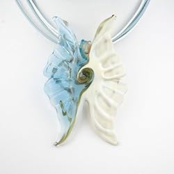 Handmade Murano Glass Pendant - Butterfly Blue/White