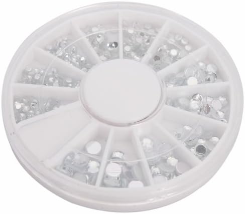 Crazy K&A 2pcs 1.5-4.0 MM Nail Art Decoration Round Rhinestone Wheel Diamond White