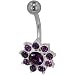 Purple Crystal Sunshine Flower Dangle Belly Ring