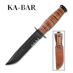 Ka-Bar Short Ka-Bar USA, Leather Handle, ComboEdge, Leather Sheath KB1261