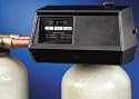 Twin tank metered water softener with 1" Fleck 9000SE control, 24,000 grain capacity