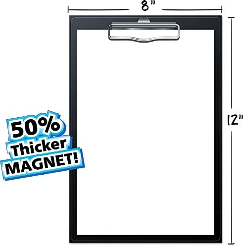 Bigtime Magnetic Dry Erase Whiteboard - "Printed" Clip Board Memo Design for Fridge - 30 Mil Thick - 12" High (Design: Clip Board - Blank Sheet Design)
