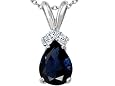 1.32 cttw Genuine Sapphire and Diamond Pendant in 14k White Gold LIFETIME WARRANTY