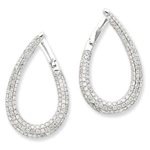 14k Gold White Gold Diamond Large Oval Loop Earrings