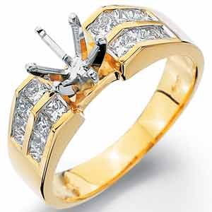 0.62Ct.T.W. Princess Diamonds  14Kt. Gold  Diamond Engagement Ring