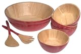 Mountain Woods 7-Piece Art Deco Party Bowl Set, Red