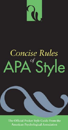 City Travel Guides Discounted  Books : Concise Rules of APA Style (Concise Rules of the American Psychological Association (APA) Style)