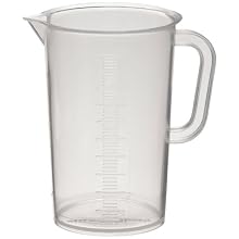 CapitolBrand Polypropylene Graduated Laboratory Pitcher with Handle and Molded Graduations