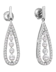 0.75 cttw 14k White Gold Diamond Long Drop Earrings (Real Diamonds: 3/4 cttw)