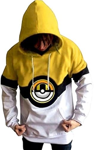 Hmamliel Men's Pokemon elves ball loose hooded casual printing fleece