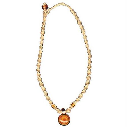 Glass Yellow Rose Pendant On Hemp Necklace