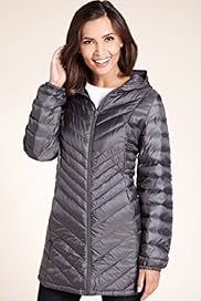 Shower Resistant Midi Padded Hooded Lightweight Coat