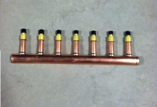 7 Loop 1" Copper Radiant Manifold w/ 1/2" Pex Crimp Fittings