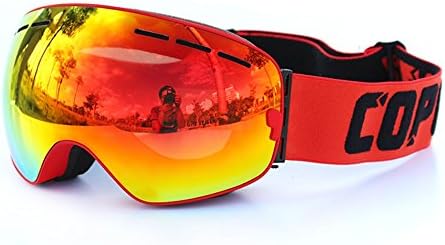 Homkm Snowmobile Snowboard Skate Ski Goggles with Detachable Lens (Frame Orange)
