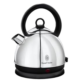Russell Hobbs 14943 1.6 L Dome Kettle in Polished Stainless Steel and Black with Concealed 3 kW Element