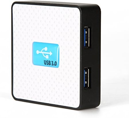 Recomfit® 4-port USB 3.0 Hub Portable Square Compact HUB with Extra Long 2ft USB Cable (White)