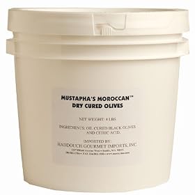 Mustapha's Moroccan Olives, Dry Cured Black, 4-Pound Tub