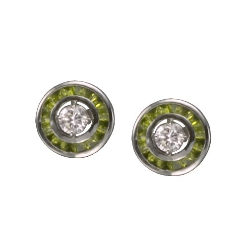 C.Z. PERIDOT RHODIUM PLATED (.925) STERLING SILVER EARRINGS JACKET