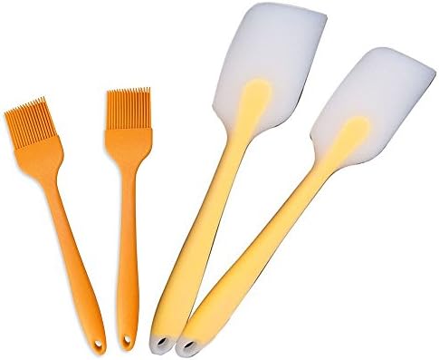 Cuisine Time 4-Piece Silicone Cake Baking Mixing Spatula Scraper and Brush Set - Essential Cooking Gadget and Bakeware Tool,Multicolor