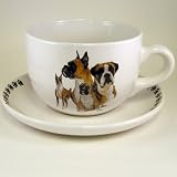24oz Dog Breed Soup Mug and Saucer - Boxer