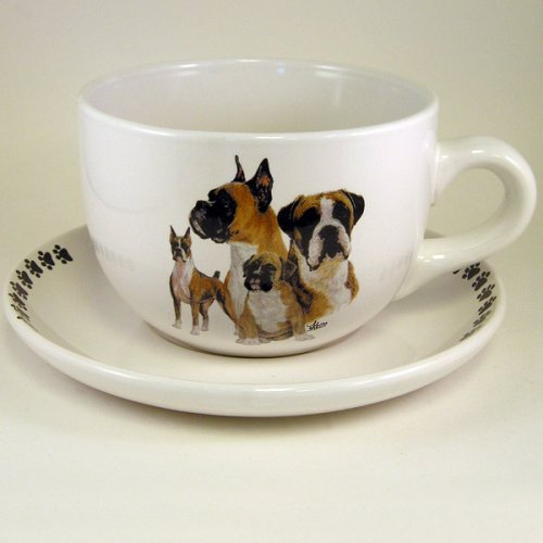 24oz Dog Breed Soup Mug and Saucer - Boxer