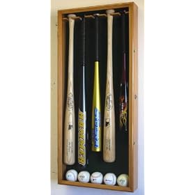 5 MLB Baseball Bat Display Case Cabinet Holder Wall Rack w UV Protection - Lockable by