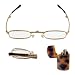 Super-Compact Folding Reading Glasses - Hard Pocket Case - 1.00X to 3.25X - Gold Metal Frame