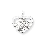 14k White Gold Disney Ariel Heart Charm