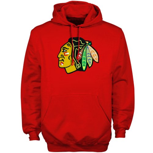 NHL Men's Chicago Blackhawks Heat Seal Long Sleeve Hooded Fleece Pullover (Athletic Red, Medium)