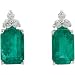 Genuine Emerald & Diamond Earrings 14K White Gold