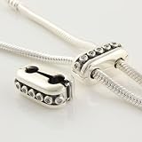 925SterlingSilverClearCzDoubleClipStopperCharmforPandora,Biagi,Chamilia,TrollandMoreBracelets