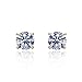 Solid 14K Gold Studs 5mm Round Cubic Zircornia Basket Setting Screwback Stud Earrings, Choice of Colors