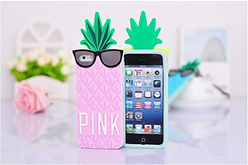 For iPhone 5S/5 Case,Idealstanley 3D Cute Pineapple Pattern Soft Silicone Case Cover For iPhone 5S/5(pink)