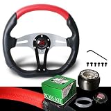 1990-1997 Mazda Miata Black Red Steering Wheel with Hub Adaptor by RS Type