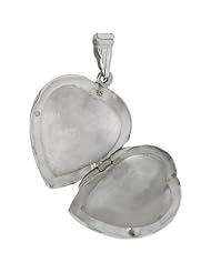 Sterling Silver Heart Locket Large Hand Engraved, 1 1/4 x 1 1/4 inch