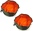 Leegoal Folding Collapsible Travel Pets Dogs Cats Food Water Bowl,Atrovirens