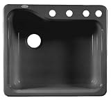 American Standard 7172.804.178 Silhouette 25-Inch Americast Single Bowl Four-Hole Kitchen Sink, Black