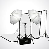 ePhoto 3 light KIT for Video Photography Portrait Light Lighting Kit withMuslin 6 x 9 ft Chromakey NKIT103