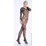 Long Sleeved V-Neck Bow Lace Body Stocking