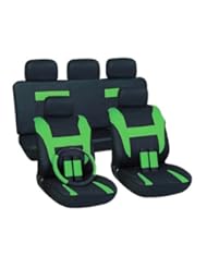 Automotive Parts and Accessories: OxGord 17pc Set Flat Cloth Mesh / Green & Black Auto Seat Covers Set - Airbag Compatible - Front Low Back Buckets - 50/50 or 60/40 Rear Split Bench - 5 Head Rests - Universal Fit for Car, Truck, Suv, or Van - FREE Steering Wheel Cover - OxGord