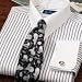 Twin Satin Stripe White Collar Dress Shirt