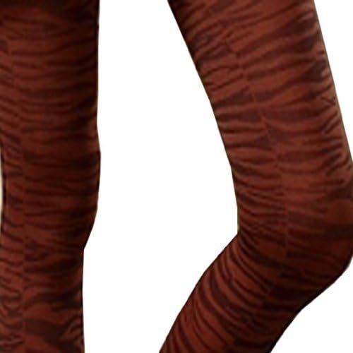 SACAS Sexy Brown and Black Zebra Animal Pattern Print Opaque Tights XS ~ M